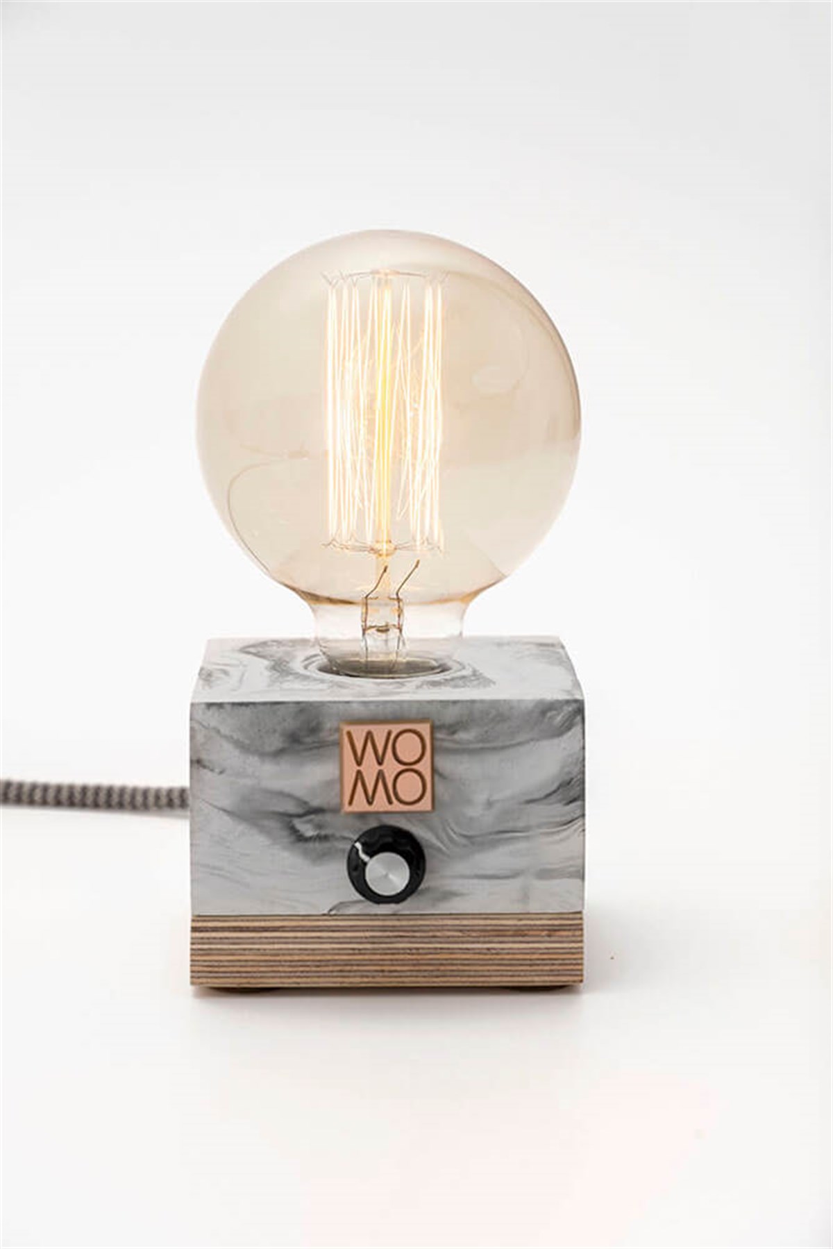 Marble Textured Concrete Table Lamp with Dimmer - Globe